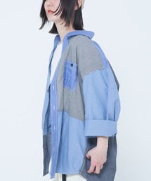CORISCO | シャンブレー・ヒッコリー切替シャツ(M1)(シャツ/ブラウス)