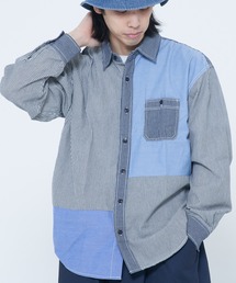 シャンブレー・ヒッコリー切替シャツ(M1)