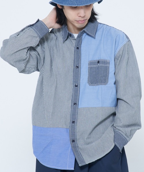 CORISCO（コリスコ）の「シャンブレー・ヒッコリー切替シャツ(M1)（シャツ/ブラウス・メンズ・その他1/その他2・LARGE/X-LARGE/MEDIUM）」の2枚目の写真