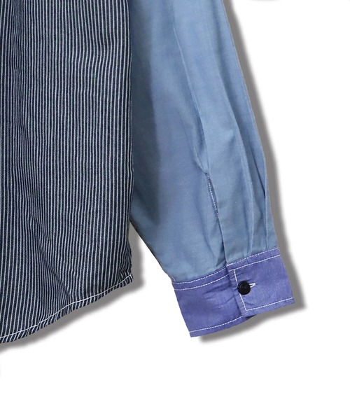 CORISCO（コリスコ）の「シャンブレー・ヒッコリー切替シャツ(M1)（シャツ/ブラウス・メンズ・その他1/その他2・LARGE/X-LARGE/MEDIUM）」の7枚目の写真