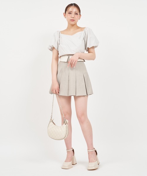 ROYAL PARTY（ロイヤルパーティー）の「ウエストクロスタックカシュクールトップス（シャツ/ブラウス・レディース・ベージュ/パープル/オフホワイト・FREE）」の12枚目の写真