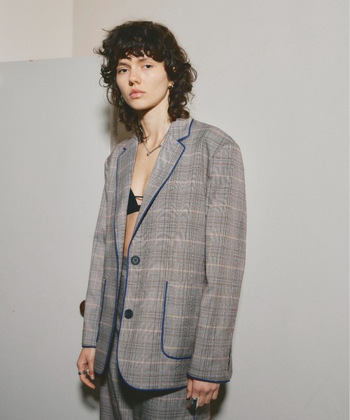 led.tokyo（レッドトウキョウ）の「【led.tokyo】CHECK TAILORED JACKET（テーラードジャケット・レディース・グレー/ベージュ・FREE）」の4枚目の写真