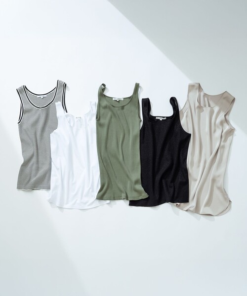 23区 L(ニジュウサンクオオキイサイズ)の「【洗える】ヘルシーインナー タンクトップ(Tシャツ/カットソー・レディース・ホワイト系/ライトグレー系/ブラック系・44/46/48)」の6枚目の写真