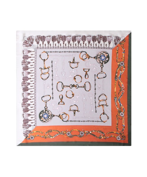 Julia Boutique(ジュリアブティック)の「90×90cmサイズ・ヴィンテージ風サテン生地スカーフ/100016(バンダナ/スカーフ・レディース・C/D/E/F/S/T/A/H/J/O/Q/K/L/M/N/B/G/I/P/R・ONE)」の6枚目の写真