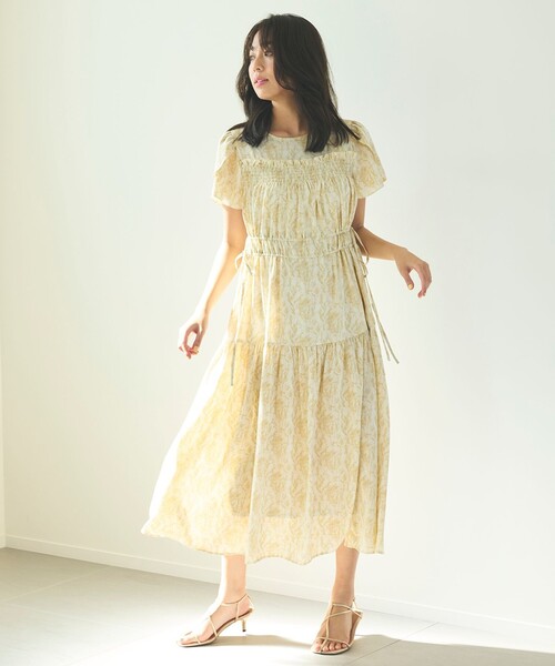 Feroux（フェルゥ）の「【洗える】フラワープリントドロスト ワンピース（ワンピース・レディース・スカイブルー系3/ライトイエロー系3・F）」の3枚目の写真
