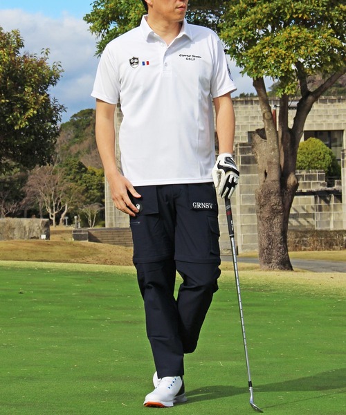 【セール】ポロシャツ ゴルフウェア 半袖 ワッペン刺繍 吸汗速乾ドライメッシュ メンズ（ゴルフグッズ）｜GIORNO SEVEN（ジョルノセブン）