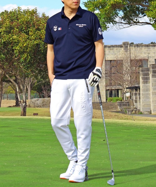 【セール】ポロシャツ ゴルフウェア 半袖 ワッペン刺繍 吸汗速乾ドライメッシュ メンズ（ゴルフグッズ）｜GIORNO SEVEN（ジョルノセブン）