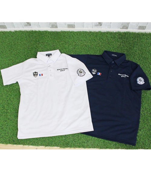 【セール】ポロシャツ ゴルフウェア 半袖 ワッペン刺繍 吸汗速乾ドライメッシュ メンズ（ゴルフグッズ）｜GIORNO SEVEN（ジョルノセブン）