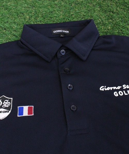 【セール】ポロシャツ ゴルフウェア 半袖 ワッペン刺繍 吸汗速乾ドライメッシュ メンズ（ゴルフグッズ）｜GIORNO SEVEN（ジョルノセブン）