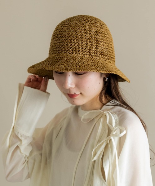 SMELLY(スメリー)の「ムジペーパーチューリップハット(ハット・レディース・ベージュ/アイボリー/ブラック・-)」の4枚目の写真