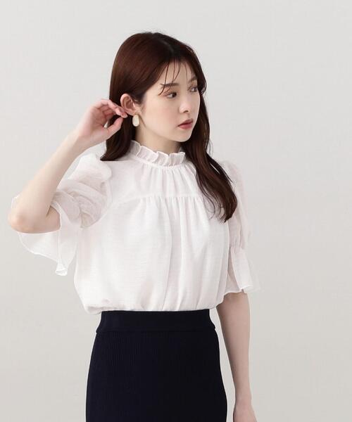 PROPORTION BODY DRESSING（プロポーションボディドレッシング）の「シアーチェックシャーリングブラウス / 1214110417（シャツ/ブラウス・レディース・ブラック/ホワイト/イエロー・SMALL/MEDIUM）」の2枚目の写真