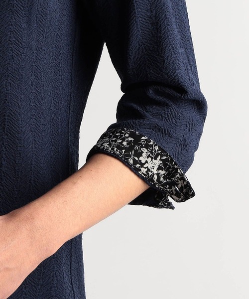 【セール】ウェーブシアー7分袖スタンドシャツ（シャツ/ブラウス）｜NICOLE CLUB FOR MEN（ニコルクラブフォーメン）