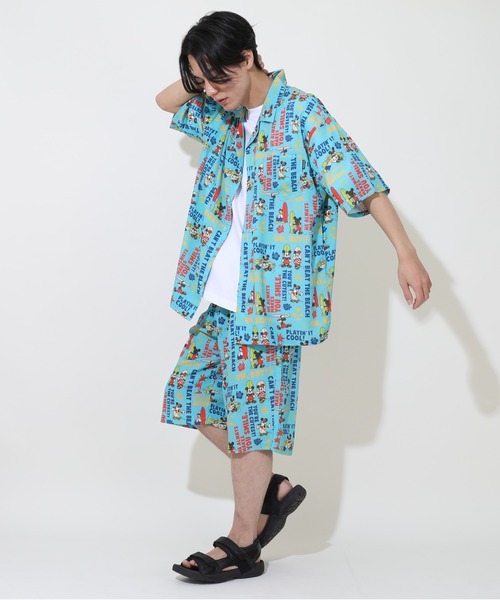 Disney（ディズニー）の「親子お揃い ディズニー 総柄リゾートハーフパンツ 9493A（トップス別売）（その他パンツ・レディース・ライトグリーン系1/ブラック・M/XL/L/S）」の6枚目の写真
