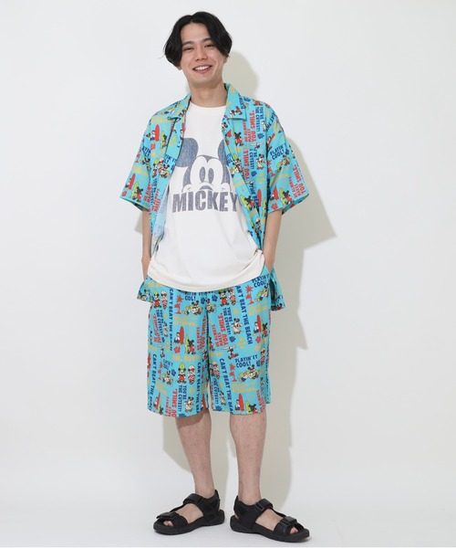 Disney（ディズニー）の「親子お揃い ディズニー 総柄リゾートハーフパンツ 9493A（トップス別売）（その他パンツ・レディース・ライトグリーン系1/ブラック・M/XL/L/S）」の5枚目の写真