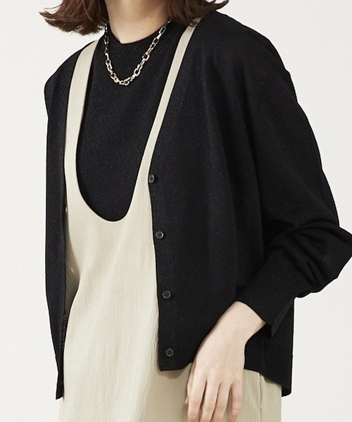 【アンサンブル対応】ウォッシャブルラメVネックカーディガン（カーディガン/ボレロ）｜abahouse mavie（アバハウスマヴィ）
