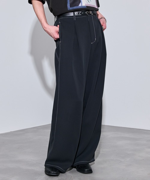 セール】【 セットアップ対応 】ステッチワークボックスプリーツワイド