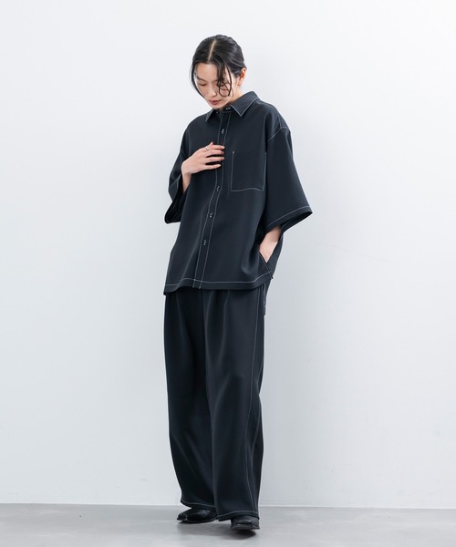 セール】【 セットアップ対応 】ステッチワークボックスプリーツワイド