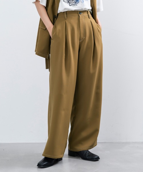 JUNRED（ジュンレッド）の「【 セットアップ対応 】ステッチワークボックスプリーツワイドパンツ（スラックス・メンズ・ブラック/オリーブ/ライトグレー・L/M/S）」の19枚目の写真