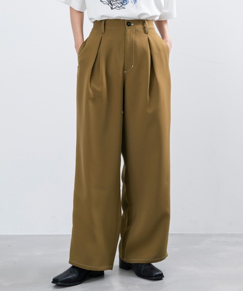 JUNRED（ジュンレッド）の「【 セットアップ対応 】ステッチワークボックスプリーツワイドパンツ（スラックス・メンズ・ブラック/オリーブ/ライトグレー・L/M/S）」の18枚目の写真