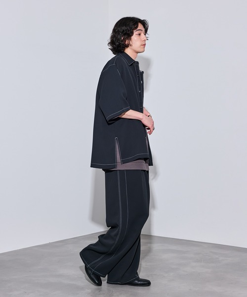 junjett　グレーとブラックのスラックス wjk - 《予約品》 wide sweat slacks pants / ワイドスラックス