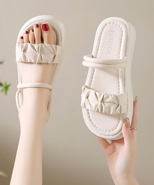 Miniministore(ミニミニストア)の「ストラップサンダル 厚底 ミュール(サンダル・レディース・ブラック/アイボリー/ベージュ・23.5cm/23.0cm/22.5cm/25.0cm/24.5cm/24.0cm)」の1枚目の写真