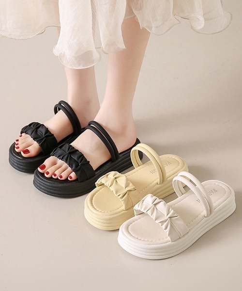 Miniministore(ミニミニストア)の「ストラップサンダル 厚底 ミュール(サンダル・レディース・ブラック/アイボリー/ベージュ・23.5cm/23.0cm/22.5cm/25.0cm/24.5cm/24.0cm)」の8枚目の写真