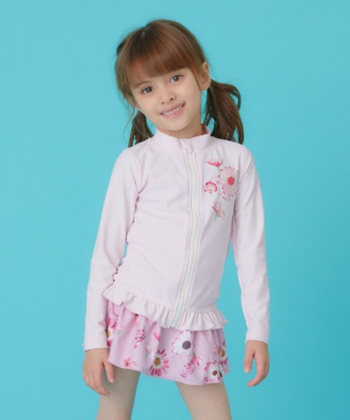 HAKKA KIDS（ハッカキッズ）の「[水着･スイム]フラワープリントラッシュガード（ラッシュガード・キッズ・ピンク/パープル・S/M/L）」の2枚目の写真