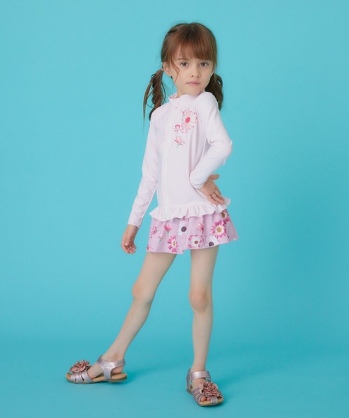 HAKKA KIDS（ハッカキッズ）の「[水着･スイム]フラワープリントラッシュガード（ラッシュガード・キッズ・ピンク/パープル・S/M/L）」の6枚目の写真