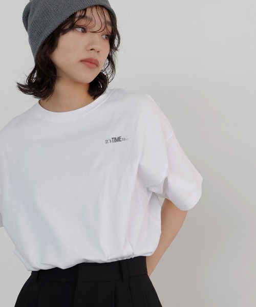  hellam（へラム）の「STATIONバックロゴオーバーサイズT（Tシャツ/カットソー・レディース・オフホワイト/スミクロ/ブラック・FREE）」の9枚目の写真