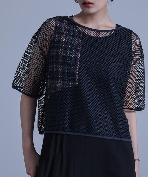 kOhAKU（コハク）の「『メッシュTシャツ×チェック柄切替タンクワンピースセット』（ワンピース・レディース・ブラック・2/1）」の16枚目の写真