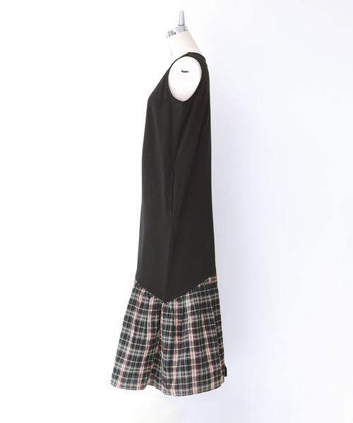 kOhAKU（コハク）の「『メッシュTシャツ×チェック柄切替タンクワンピースセット』（ワンピース・レディース・ブラック・2/1）」の8枚目の写真