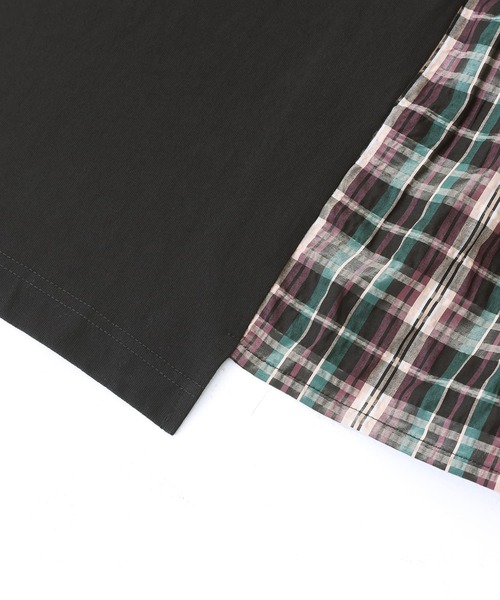 kOhAKU（コハク）の「『メッシュTシャツ×チェック柄切替タンクワンピースセット』（ワンピース・レディース・ブラック・2/1）」の12枚目の写真