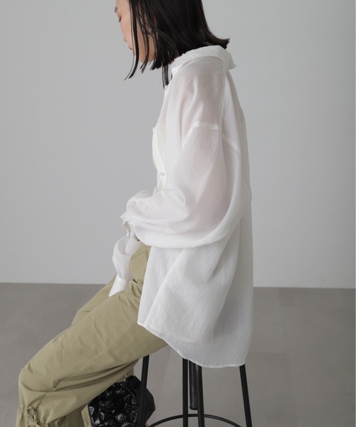 FREE'S MART（フリーズマート）の「◇シアーストライプオーバーシャツ（シャツ/ブラウス・レディース・ブルー系その他/ピンク系その他/ブルー系その他2/ホワイト系その他・FREE）」の13枚目の写真