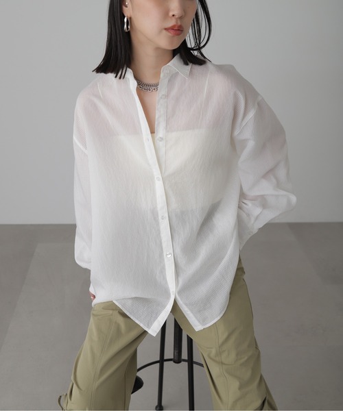 FREE'S MART（フリーズマート）の「◇シアーストライプオーバーシャツ（シャツ/ブラウス・レディース・ブルー系その他/ピンク系その他/ブルー系その他2/ホワイト系その他・FREE）」の14枚目の写真