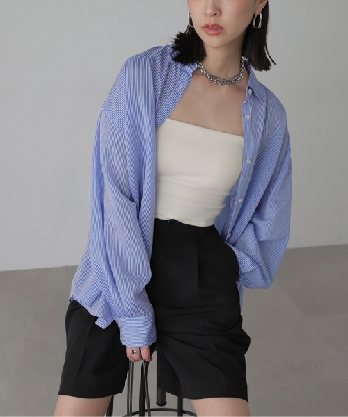 FREE'S MART（フリーズマート）の「◇シアーストライプオーバーシャツ（シャツ/ブラウス・レディース・ブルー系その他/ピンク系その他/ブルー系その他2/ホワイト系その他・FREE）」の22枚目の写真