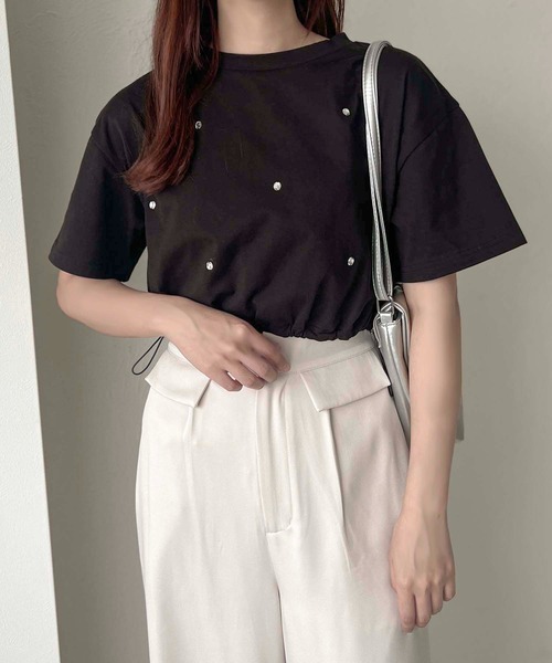 apres jour clair（アプレジュールクレア）の「【apres jour clair】ビジューTシャツ【ZOZOTOWN限定アイテム】（Tシャツ/カットソー・レディース・ピンク/オフホワイト/ブラック・X-LARGE/フリー）」の22枚目の写真