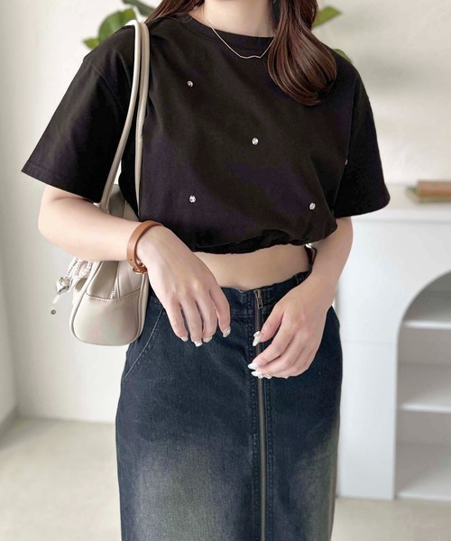 apres jour clair（アプレジュールクレア）の「【apres jour clair】ビジューTシャツ【ZOZOTOWN限定アイテム】（Tシャツ/カットソー・レディース・ピンク/オフホワイト/ブラック・X-LARGE/フリー）」の8枚目の写真