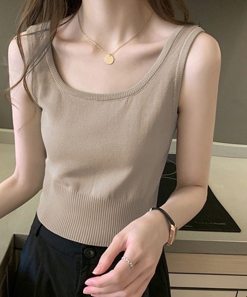 Miniministore(ミニミニストア)の「タンクトップス レディース 無地(タンクトップ・レディース・ブラック/モカ/パープル/グリーン/ホワイト・FREE)」の3枚目の写真