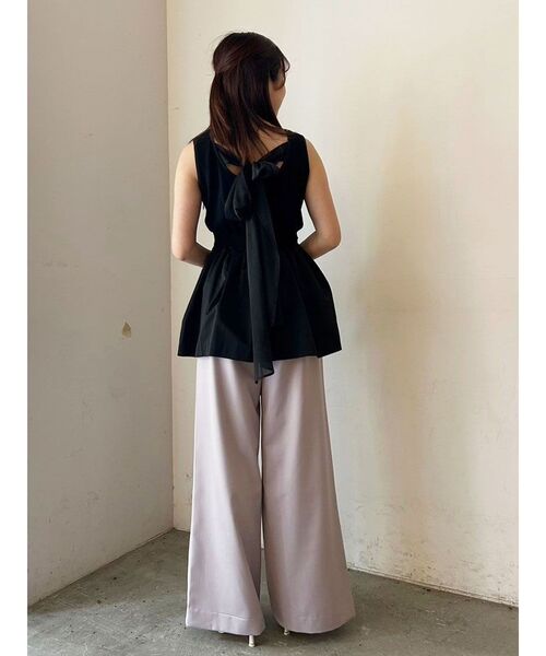 CALNAMUR(カルナムール)の「バックリボンペプラムトップス(Tシャツ/カットソー・レディース・ピンク/ブラック/ベージュ・FREE)」の17枚目の写真
