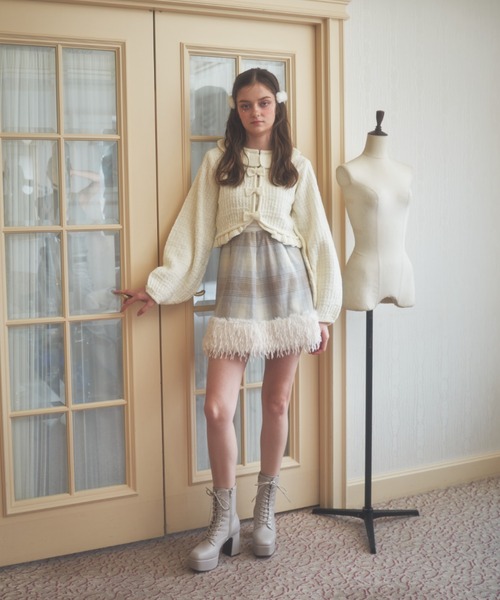 Lovilyn（ラヴィリン）の「リボンボタンフリルカーディガン（カーディガン/ボレロ・レディース・ホワイト/ボルドー/ベージュ・FREE）」の9枚目の写真