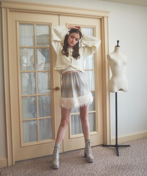 Lovilyn（ラヴィリン）の「リボンボタンフリルカーディガン（カーディガン/ボレロ・レディース・ホワイト/ボルドー/ベージュ・FREE）」の10枚目の写真