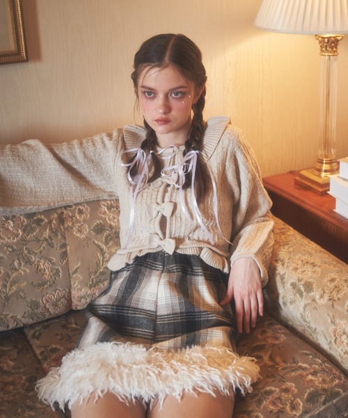 Lovilyn（ラヴィリン）の「リボンボタンフリルカーディガン（カーディガン/ボレロ・レディース・ホワイト/ボルドー/ベージュ・FREE）」の21枚目の写真