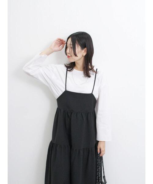 Samansa Mos2 blue（サマンサモスモスブルー）の「◎ポコポコティアードキャミワンピース（ワンピース・レディース・ブラック/グリーン/ブラウン・F）」の5枚目の写真