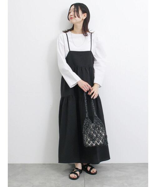 Samansa Mos2 blue（サマンサモスモスブルー）の「◎ポコポコティアードキャミワンピース（ワンピース・レディース・ブラック/グリーン/ブラウン・F）」の6枚目の写真