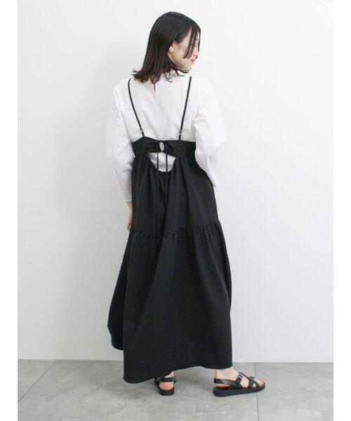 Samansa Mos2 blue（サマンサモスモスブルー）の「◎ポコポコティアードキャミワンピース（ワンピース・レディース・ブラック/グリーン/ブラウン・F）」の8枚目の写真