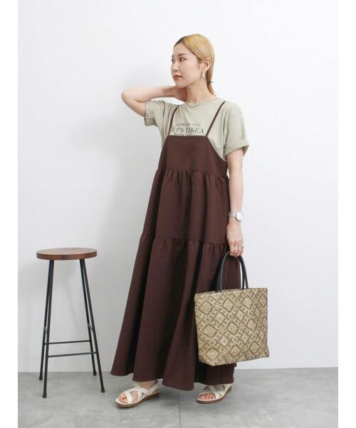 Samansa Mos2 blue（サマンサモスモスブルー）の「◎ポコポコティアードキャミワンピース（ワンピース・レディース・ブラック/グリーン/ブラウン・F）」の10枚目の写真