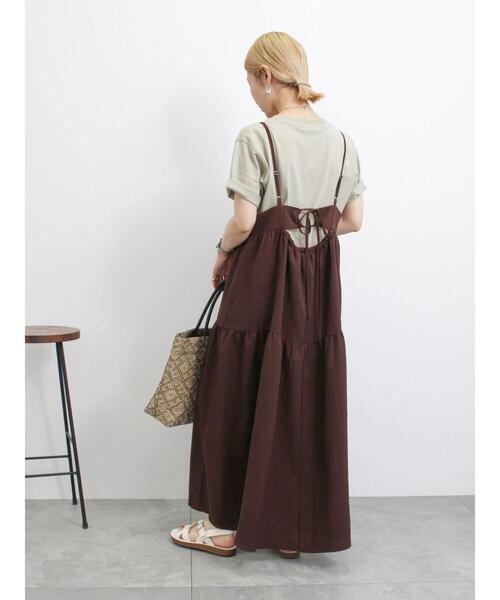 Samansa Mos2 blue（サマンサモスモスブルー）の「◎ポコポコティアードキャミワンピース（ワンピース・レディース・ブラック/グリーン/ブラウン・F）」の11枚目の写真