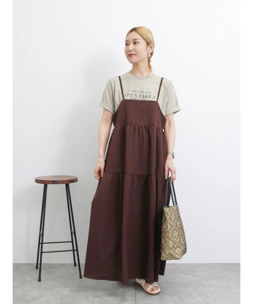 Samansa Mos2 blue（サマンサモスモスブルー）の「◎ポコポコティアードキャミワンピース（ワンピース・レディース・ブラック/グリーン/ブラウン・F）」の12枚目の写真