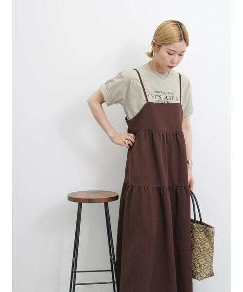 Samansa Mos2 blue（サマンサモスモスブルー）の「◎ポコポコティアードキャミワンピース（ワンピース・レディース・ブラック/グリーン/ブラウン・F）」の13枚目の写真