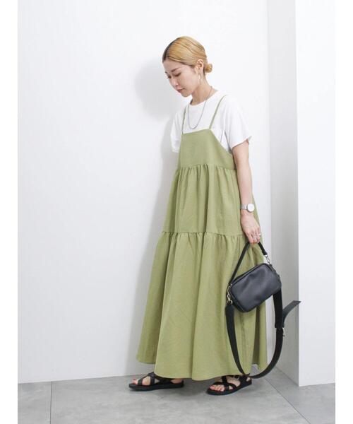 Samansa Mos2 blue（サマンサモスモスブルー）の「◎ポコポコティアードキャミワンピース（ワンピース・レディース・ブラック/グリーン/ブラウン・F）」の15枚目の写真